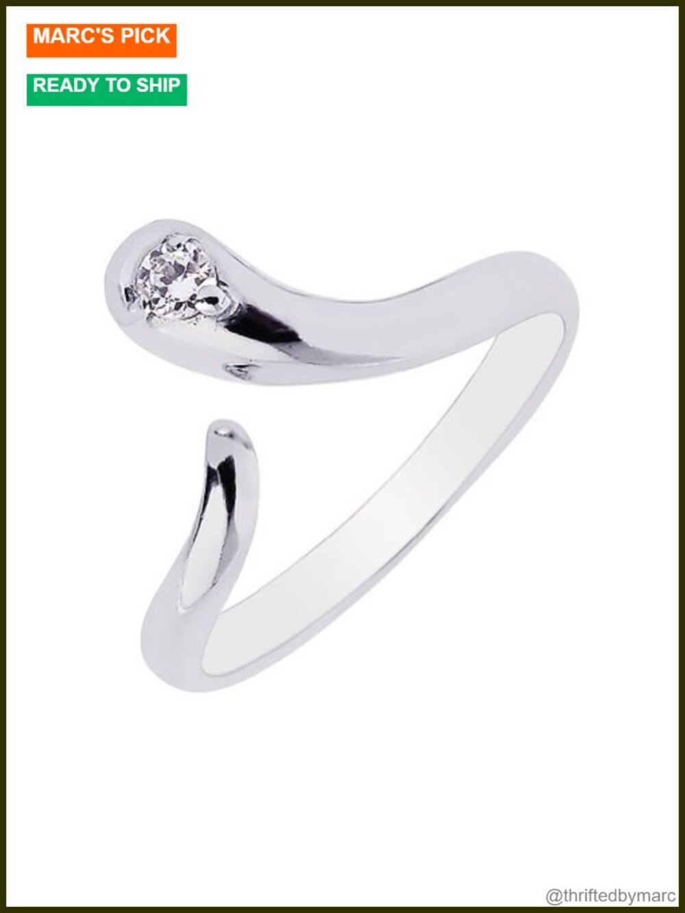 Genuine 925 Silver CZ Snake Toe Ring Adjustable
